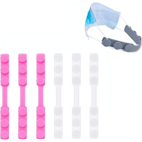 Crochet de Masque Sangle d'oreille Boucle d'extension de Réglable crochet pour Prévenir La Douleur Oreille Adultes et Enfants (6 blanc rose) (1/5)