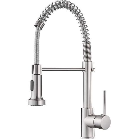 Kitchen Faucet with Pull-Down Sprayer Industrial 1 Handle 1-Hole or 3-Hole Faucet Stainless Steel Brushed Nickel