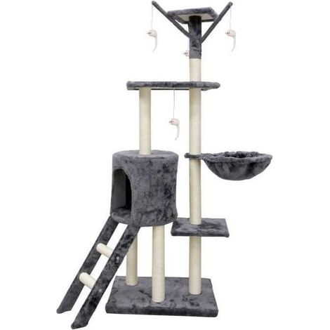 Kratzbaum für Katzen Jipsy 79 x 34 x 138 cm Grau Sisal Ø 7 cm (1/3)
