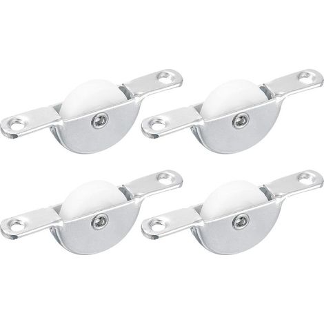 Set di 4 pulegge in nylon per porte scorrevoli 25 mm, per porte schermo, armadio, armadietto, bianco, argento (1/5)