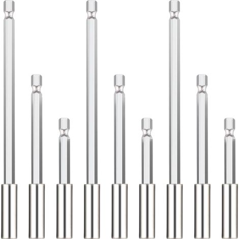 APEX 9 Pièces Porte Embout Magnetique, Rallonge d'Embout Magnétique 1/4", pour Tournevis Électriques (75/100/150 mm) (1/5)