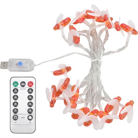 Ortviai Guirlande Lumineuse en Forme d'Abeille Étanche – 20 LED Blanc Chaud, 3 m, Alimentation USB avec Télécommande