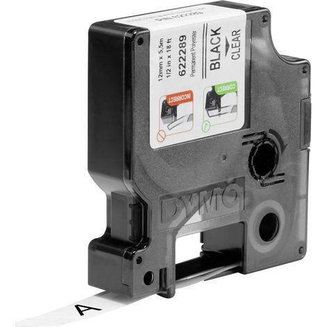 DYMO IND RHINO 622289 Poliestere Colore Nastro: Trasparente Colore carattere:Nero 12 mm 5.5 m (1/3)