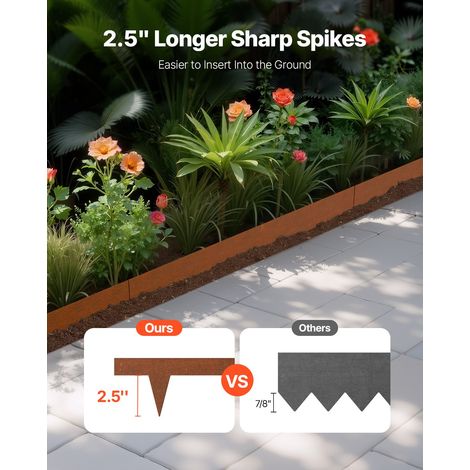 Bordure de Jardin en Acier, Lot de 10, Bordures Paysagères en Métal, Résistant aux Intempéries, 1016x114,3 mm, Installation Simple,… (1/5)