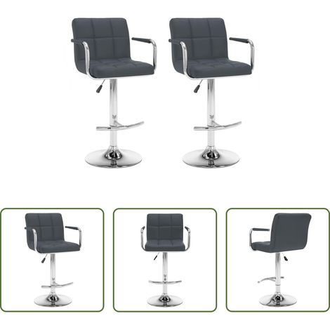 Barhocker Set - Barhocker 2 Stk. Grau Kunstleder (1/5)