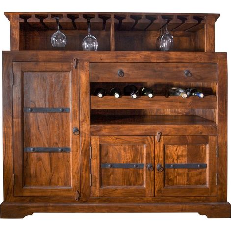 OXFORD 0903 Mobile Bar in legno di acacia - laccato / miele 140x66x125