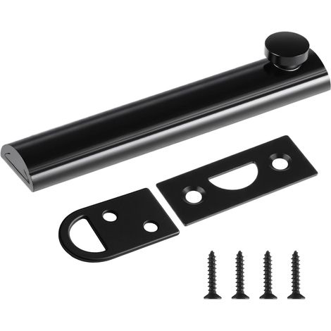 Chiavistelli neri a montaggio superficiale per porte, serratura scorrevole nera da 4 pollici, scrocco in ottone massiccio, serratura per porte resistente con viti per armadi e accessori di ferramenta