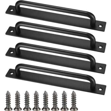 4 Pièces Poignée de Porte de Grange, Poignée de Porte Coulissante Noire, Poignées de Porte Robustes avec Vis, Poignées de Porte Armoire Aluminium pour Placard Cuisines Meubles Chambre (1/5)