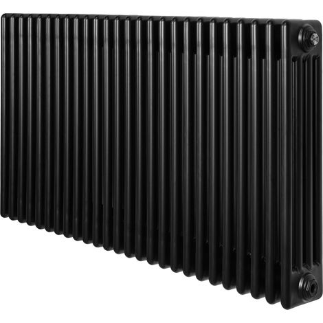 Radiador Tradicional Horizontal 4 Columnas - Negro  600mm x 1190mm  Acero Premium 1512W  Soportes, Kit, Cepillo  Garantía 15 Años  Calefacción Eficiente y Elegante