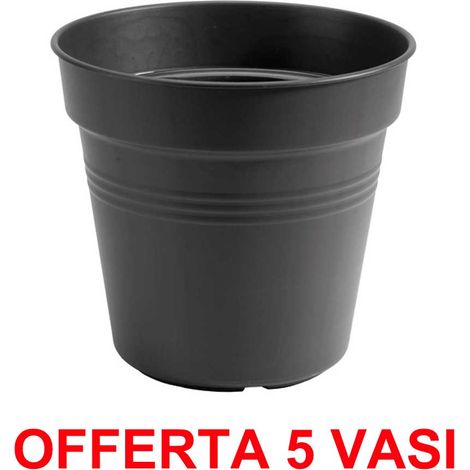 OFFERTA 5 VASO GREEN BASICS GROWPOT 15CM LIVING BLACK ELHO