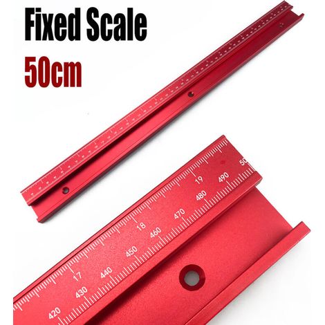 Règle modifiée avec bande graduée et curseur, outil de travail du bois avec curseur gradué, rouge 50CM, T45, règle avec bande graduée et curseur. (1/5)