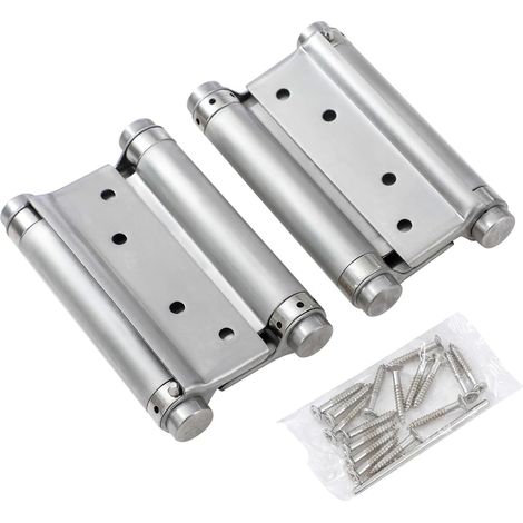 1 Paire Charnières à Ressort, Double Action 125mm, Acier Inoxydable, Épaisseur 1.5mm, Pour Portes Cuisine Café (1/5)