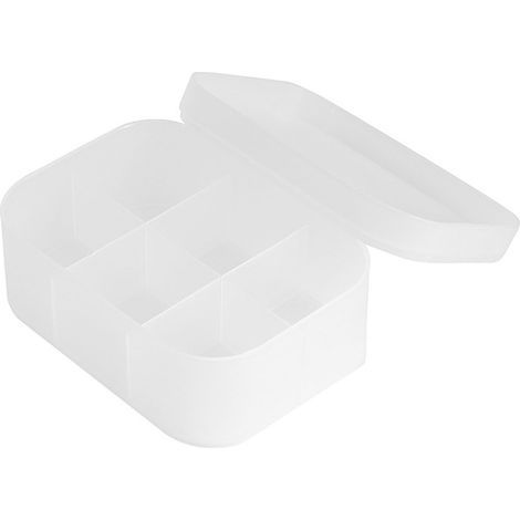 Organisateur Cosmétique Desktop Plastique Transparent Frosté avec Couvercle Boîte de Rangement Makeup pour Bureau S 6 Compartiments (1/5)