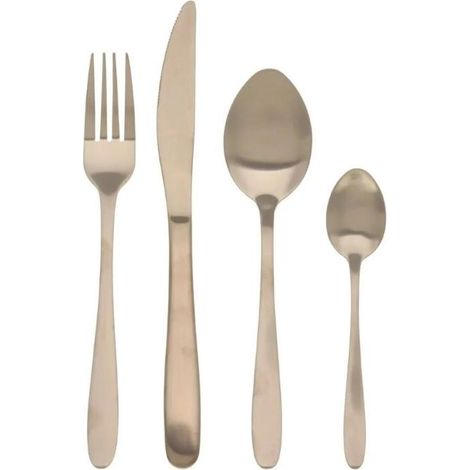 EXCELLENT cuberteria 16 piezas inoxidable oro 513231 , Este juego de cubiertos de 16 piezas en acero inoxidable es perfecto para equipar tu mesa con todo lo necesario para el día a (1/3)