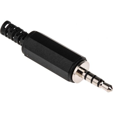 Connecteur Jack 3,5 mm Mâle RS PRO, Montage sur câble, 4 Pôles (1/3)