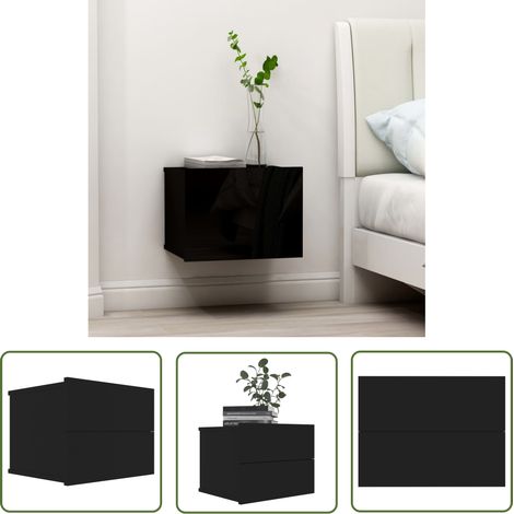 The Living Store Table de chevet Noir 40x30x30 cm Bois d'ingénierie - Table De Chevet - Meuble De Chambre - Commode - Armoire De Chevet - Tiroir (1/5)