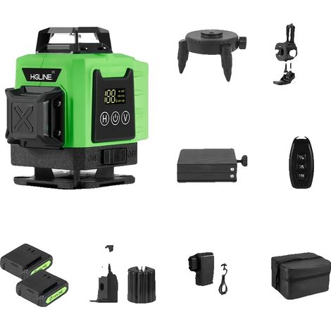 Niveau Laser, 16 Lignes, Fonction d'Auto-Nivellement, Ensemble de 2xBatteries (1/2)