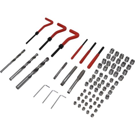 75-teiliges Gewindereparaturset, Gewindeschneidwerkzeug, verstellbarer Schraubenschlüssel, Spiralbohrer, Satz M6x1,0, M8x1,25, M10x1,5 (1/5)