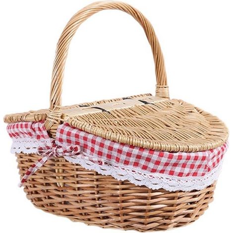 Panier osier, Panier Pique-Nique en Osier, Panier pique nique Panier decoration Panier rangement enfant 26x18x15cm (1/5)
