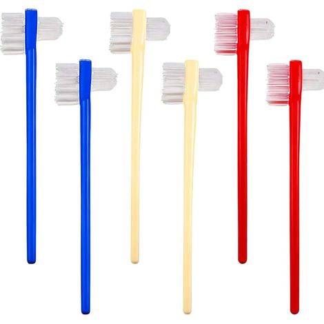6 Pack Denture Toothbrush, Dual Angle Brush Head, Portable Denture Cleaning Brush, Artificial Denture Brush for Dental Care (1/5)