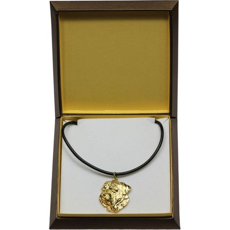 Dogue de Bordeaux, Mastino Francese II - collana con ciondolo per cani in confezione regalo, ciondolo placcato oro per un amante dei cani, gioiello di grande effetto di Art-Dog (1/5)