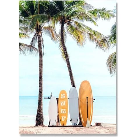 Tableau Toile Décor Plage Phare Planche À Pagaie - Format Vertical Rectangle - Impression Couleurs Vives - Pour Salle De Séjour Chambre Décoration Intérieure - 1 Pièce (1/5)