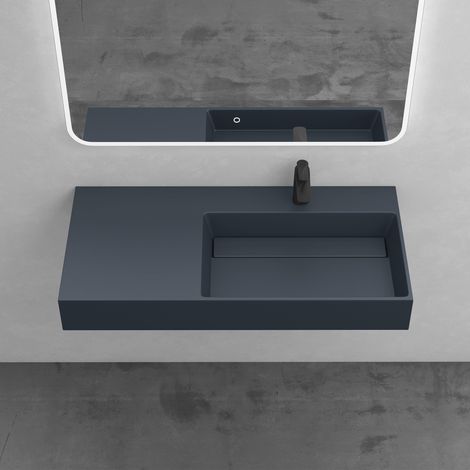 Mai & Mai Lavabo da Appoggio Doppio 90x48x13cm, Lavandino Bagno Colossum12 Lavabo da Minerale Fuso Senza Troppopieno, Antracite