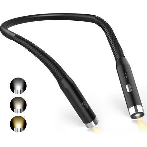 Lampe de Lecture de Cou, Lampe lecture Rechargeable au lit, Liseuse LED USB pour Voyager, Tricoter, Camping (1/5)