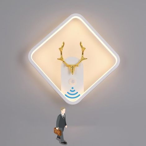 18W Applique murale LED avec détecteur de mouvement Lampe murale moderne en aluminium pour intérieur Lumière blanc chaud 3000 K Luminaire décoratif pour hall, couloir, balcon, escalier, chambre (1/5)