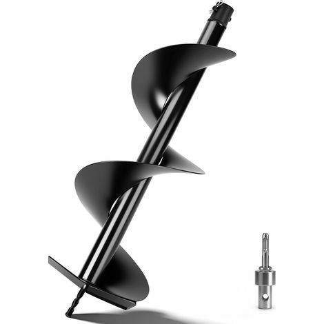 Mèche pour Tarière Ø 250 mm x 80 cm- Adaptateur SDS-Plus - Acier au manganèse - Pro Tarière pour Perceuse à Terre Compatible Perceuse Électrique/Gaz, Pour Plantation, Piquets, Clôtures