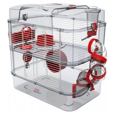 ZOLUX Cage sur 2 etages pour hamsters, souris et gerbilles - Rody3 duo - L 41 x p 27 x h 40,5 cm - Grenadine