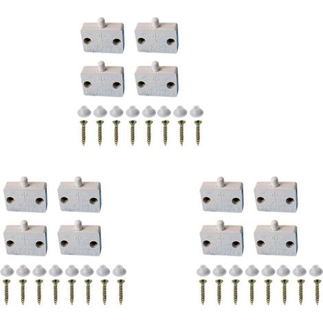 Lot de 12 interrupteurs pour portes de placard, lampes de placard, tiroirs s'ouvrant à la fermeture de la porte, compatibles avec 12 V, 24 V et 110 V, blanc. (1/5)
