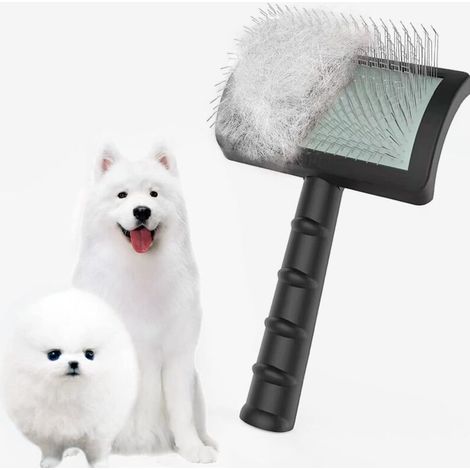 (Noir 25 mm) Grande brosse ferme pour chiens – Brosse extra longue pour toilettage et démêlage des animaux de compagnie de grande taille – Élimine les poils longs et lâches – Sous-poil (1/5)