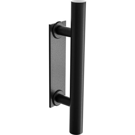Poignée pour porte coulissante avec plaque intérieure - Poignée extérieure 31 cm et poignée encastrée intérieure 18 cm - Acier noir - Mod. SD030 (1/5)