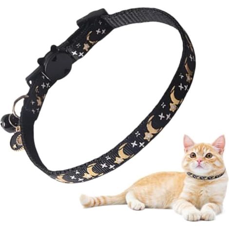 Collier Chat à Grelot Design Étoile Lune en Nylon Ajustable avec Grelot (1/5)