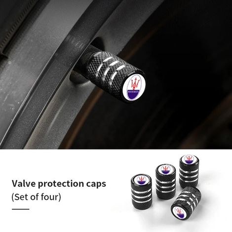 (Noir à carreaux) 4 bouchons de valve de pneu compatibles avec Levante Ghibli GranTurismo Coupé Quattroporte Spyder GranCabrio (1/5)