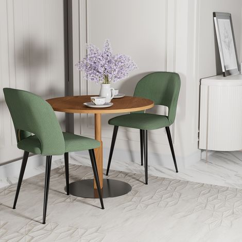 Chaise de salle à manger en flanelle 2 pièces, chaise de bureau classique et durable, chaise de cuisine à dossier haut, chaise de salon rembourrée, pieds en métal noir (1/5)