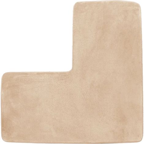 L-förmige Badematte, rutschfester Memory-Schaum, saugender weicher Teppich, 80x80cm-a, Cremig-weiß-1 (1/2)