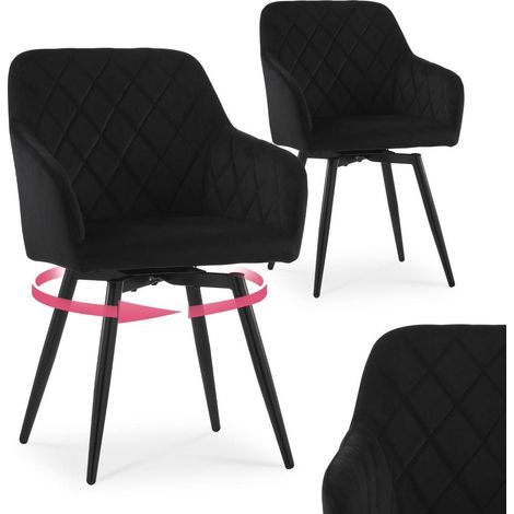 Drehstuhl 2er Set mit Armlehne, Samt Polsterstuhl 360° drehbar, Schwarz (1/5)