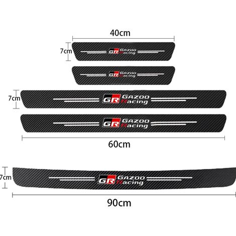 (5 pièces pour GR) Autocollants de protection de seuil de porte en fibre de carbone GR Sport pour Toyota GR,Gazoo Racing,C-HR,RAV4,Mirai,Avensis,Prado HV,RZ (1/3)