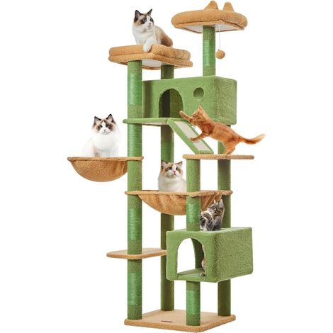 Arbre à Chat XL, Tour de Jeux pour Chats de 180 cm, 2 Plateformes (1/5)