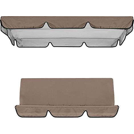 Housse De Balancelle Extérieure - Toile Couverture Pluie Soleil 210D Argentée - Pour Balancelle Jardin Cour Arrière - 1 Pièce Housse Supérieure + 1 Pièce Housse Siège (1/5)