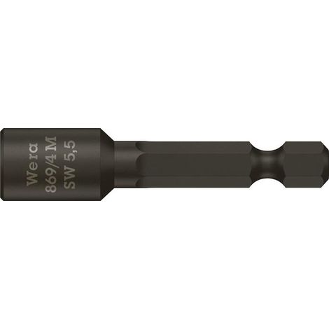 Embout de clé à douille 869/4M avec six pans de 5,5 mm de diamètre, longueur 50 mm, avec aimant