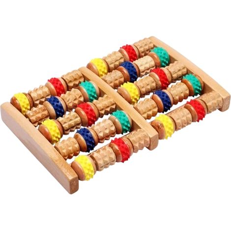 Massager Pour Pieds En Bois - 6 Rangées - Design Arc - 26.5 x 20 x 4 cm - Pour Maison Bureau Voyage (1/5)