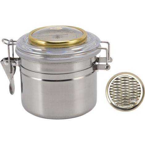Pot à cigares en acier inoxydable avec joint en silicone et hygromètre intégré, étanche, pour la maison, 96 mm x 103 mm / 3,8 x 4,1 pouces (1/5)