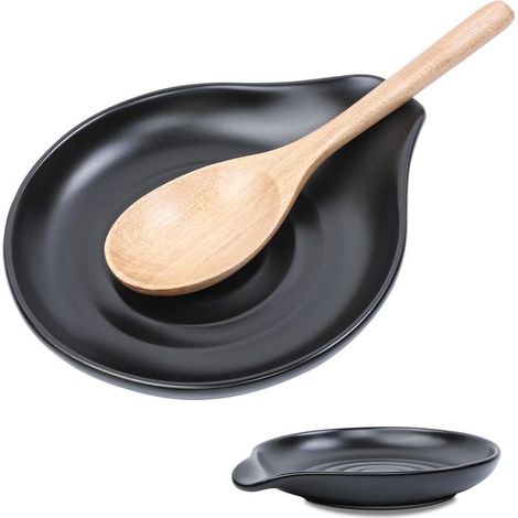 Repose-cuillère en céramique motif spirale pour cuisinière et comptoir de cuisine et table, support de cuillère de cuisine résistant à la chaleur, diamètre 13 cm, grand repose-cuillère pour louche (1/5)