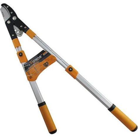 HOTECHE tijera podar 2 m telescopica aluminio , Tijera de podar 2 manos telescópica con yunque. - Acero con alto contenido de carbono, hoja superior recubierta de teflón, yunque cr