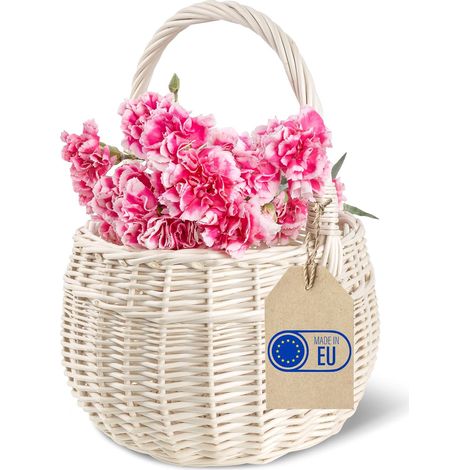Petit Panier en Osier Tissé à la Main Blanc 22 x 22 x 26 cm (1/5)