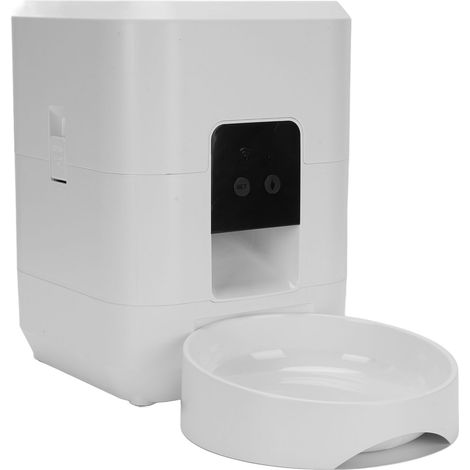 Distributeur automatique de croquettes pour animaux (chats et chiens) avec contrôle des portions et minuterie. Connexion Wi-Fi pratique. Blanc. (1/5)