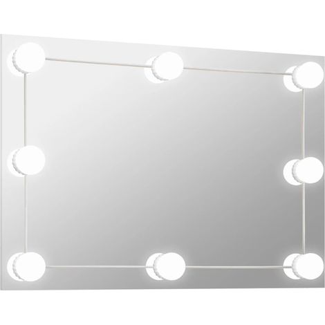 Miroir mural avec lampes LED Luxueux, Miroir pour salle de bain, Rectangulaire Verre OIB6785E (1/5)